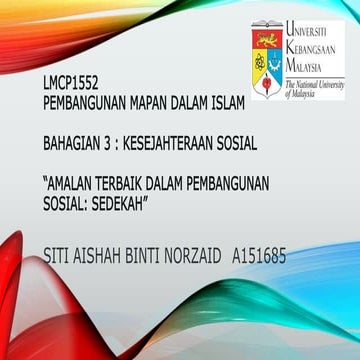 KESEJAHTERAAN SOSIAL“AMALAN TERBAIK DALAM PEMBANGUNAN SOSIAL: SEDEKAH” 