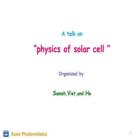 physics of solar cell