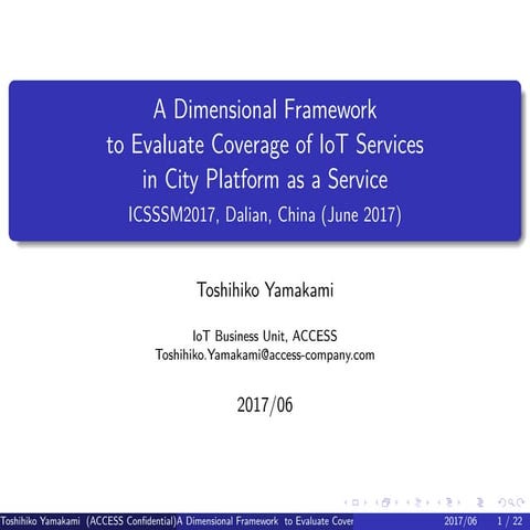 A Dimensional Framework to Evaluate Coverage of IoT Services in City Platform...