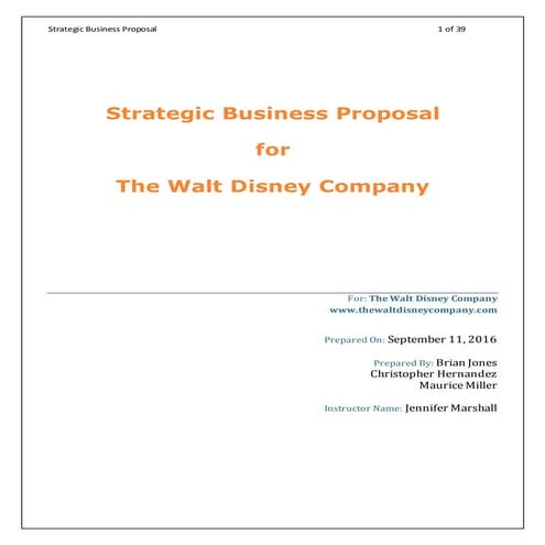 Strategic Business Proposal for Walt Disney | PDF