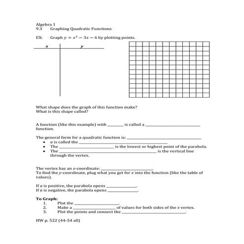A19-3 graphing quadratics notes