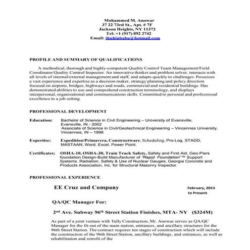 Resume-Mohammed Anowar 2016