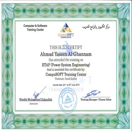 ETAP CERTIFICATE | PDF
