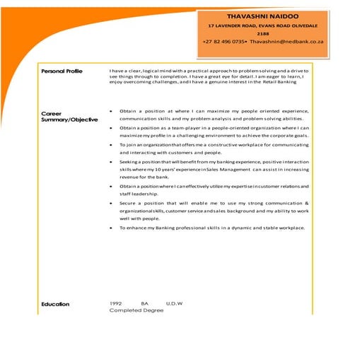 Thavashni Naidoo CV 2105