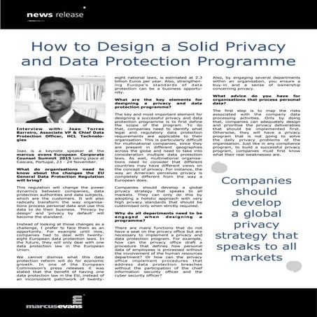 European Corporate Counsel Summit 2015 - Joao Barreiro News Release