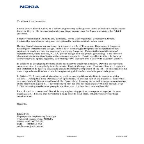 Letter of Recommendation - David Kelley