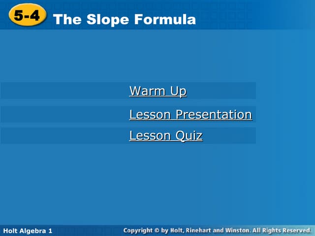 Chapter 5 The Slope Formula