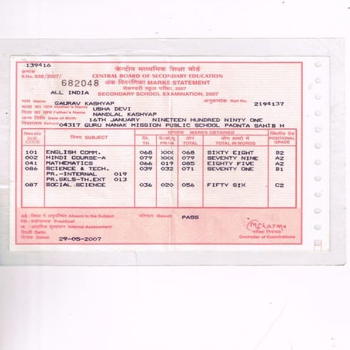 BTech Marksheets | PDF
