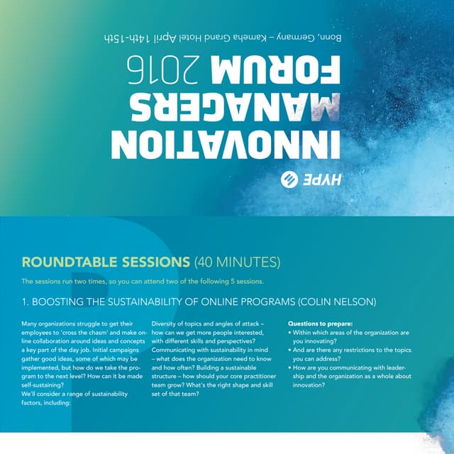 2016 Bonn Forum Agenda