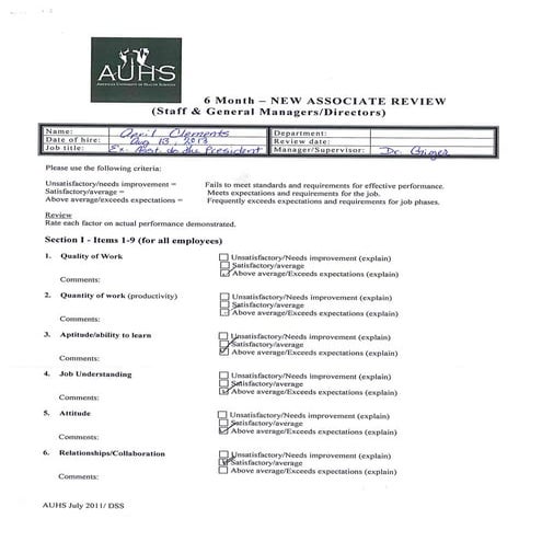 6-month new associate review