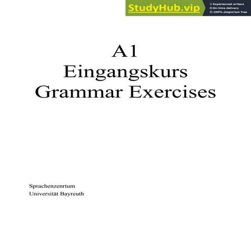 A1 Eingangskurs Grammar Exercises