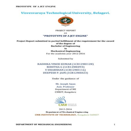 Model prototype of a jet engine