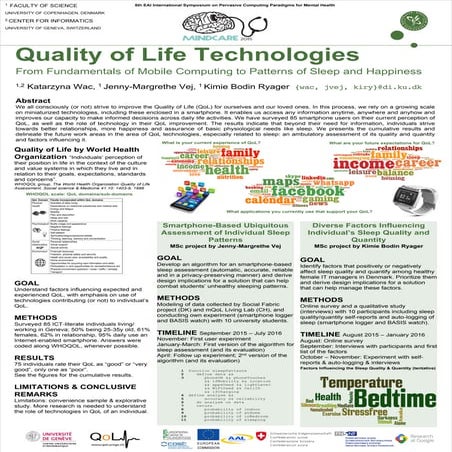 Quality of Life Technologies: From Fundamentals of Mobile Computing to Patter...