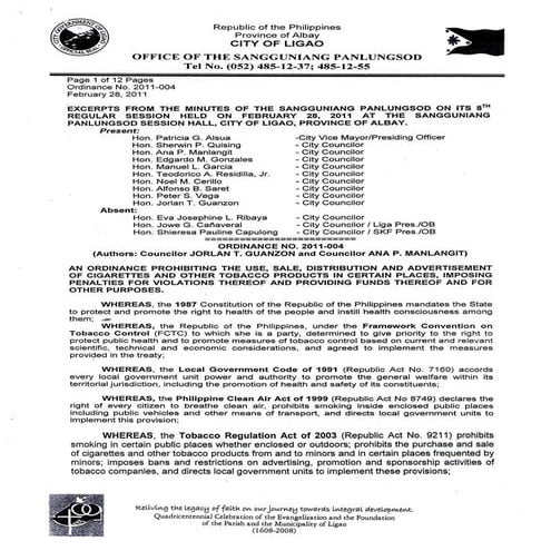 Ligao City Smoke-Free Ordinance