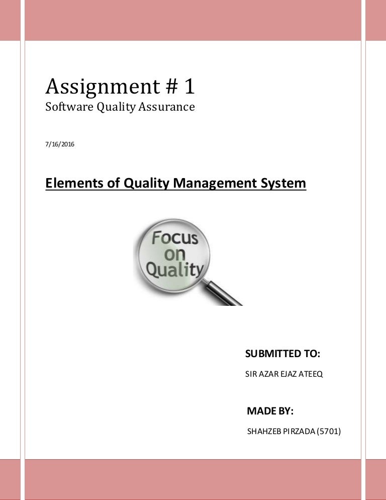 Elements of Quality Management System