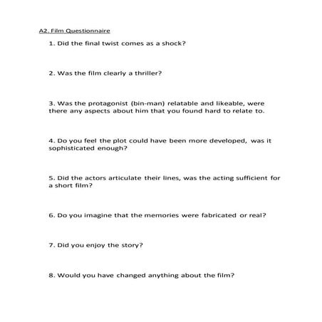 A2 Feedback Questionnaire
