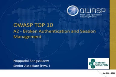A2 - broken authentication and session management(OWASP thailand chapter Apri...