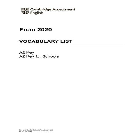 A2 key-2020-vocabulary-list