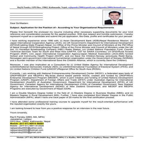 A2 my job application for donors