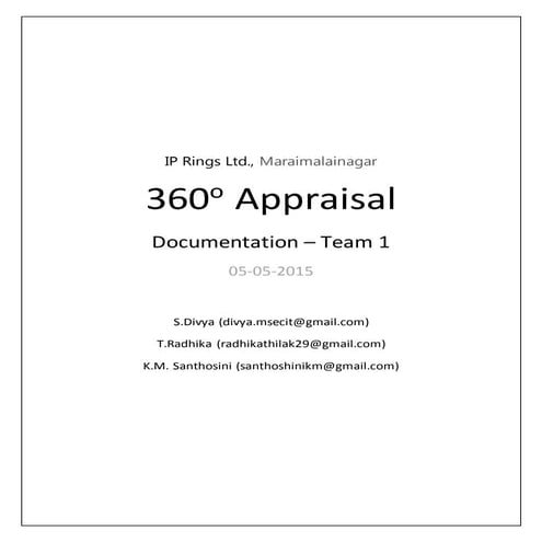 360 Appraisal - Documentation - Team 1 - 05-01-2015