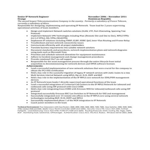 Senior IP Network Engineer