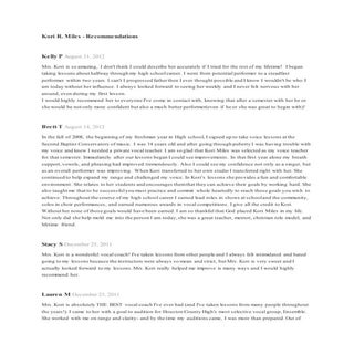 Kori Recommendations