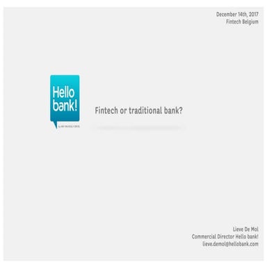 Fintech Belgium Summit 2017 - Innovation Impact - Make- HelloBank by Lieve de...