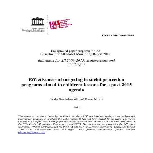 The role of targeting in social protection programmes what have we ...