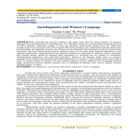 Sociolinguistics and Women’s Language