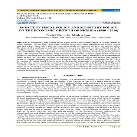 IMPACT OF FISCAL POLICY AND MONETARY POLICY ON THE ECONOMIC GROWTH OF ...