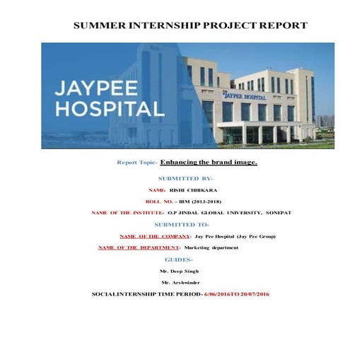 SUMMER INTERNSHIP PROJECT REPORT
