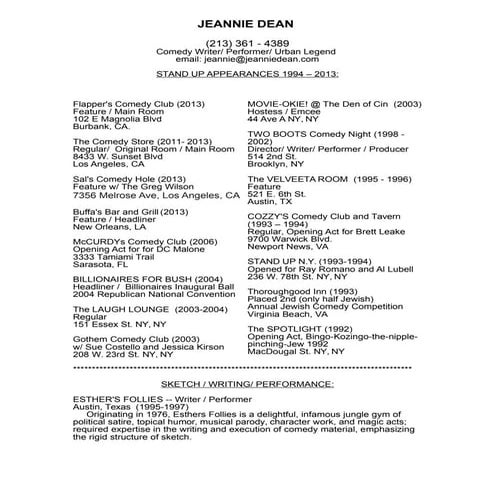 COMEDY RESUME 2013 (revised) PDF