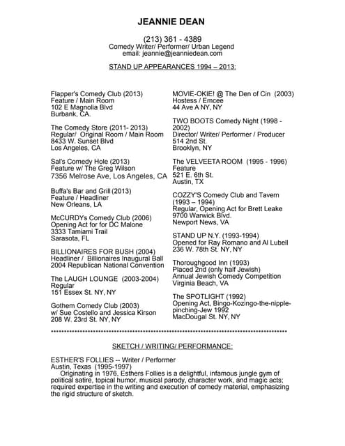 COMEDY RESUME 2013 (revised) PDF COMEDY RESUME 2013 (revised) PDF