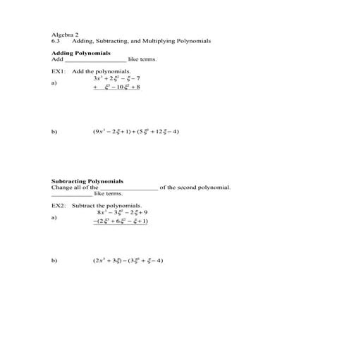 A26-3 Polynomial Operations Notes