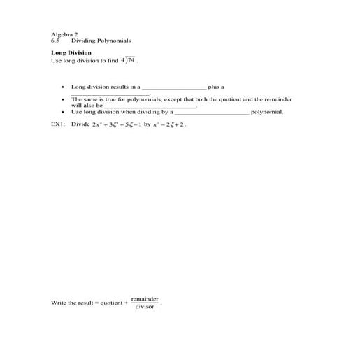 A26 5 polydivision Notes