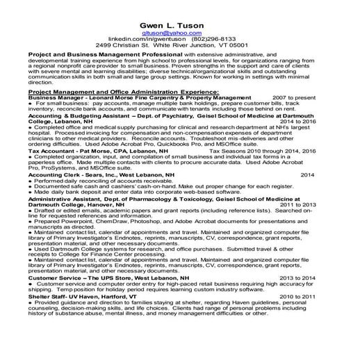 Gwen Tuson resume 2016