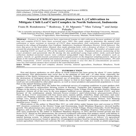 Natural Chili (Capsicum frutescens L.) Cultivation to Mitigate Chili Leaf Cur...