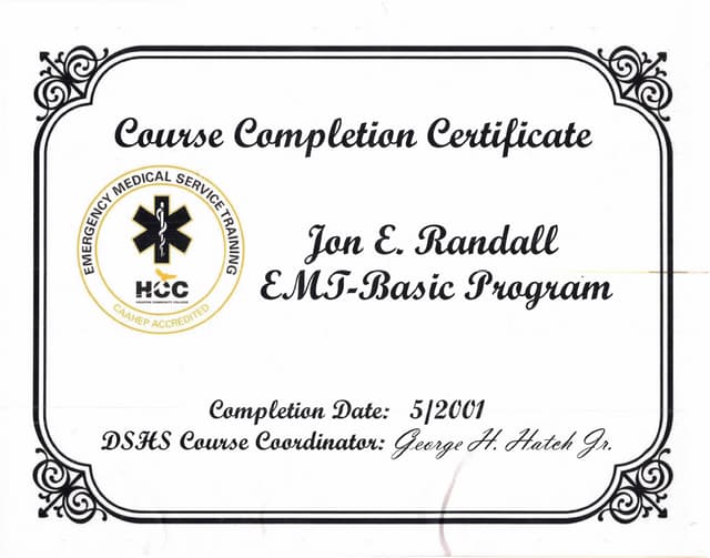 EMT Certificate PPT