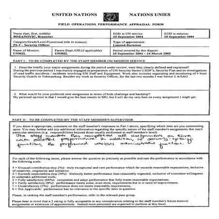 Field Operations Performance Appraisal Form