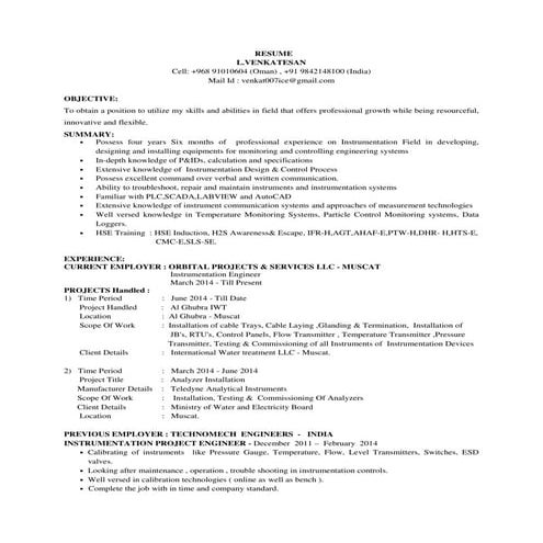 VENKATESAN RESUME