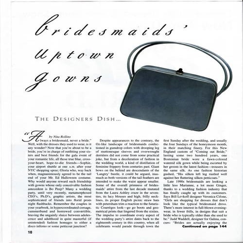 Bridesmaids' Uptown Gowns_1998_Nita Rollins