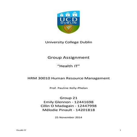 HRM - Main Assignment - Health IT - Group 21