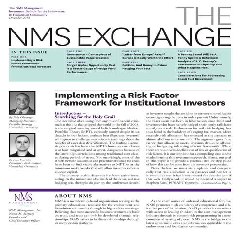 The NMS Exchange For Endwments and Foundations 2013 