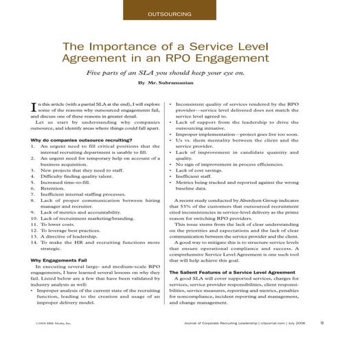 The Importance of an SLA in RPO