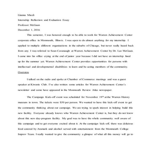 internship reflection