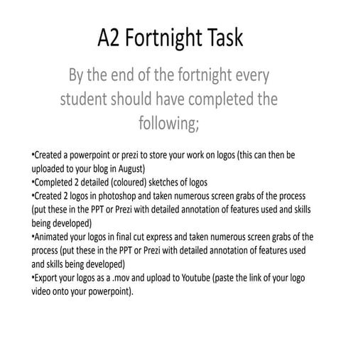 A2 Fortnight Task