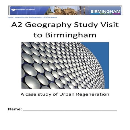 A2 Geography Urban Regeneration Booklet