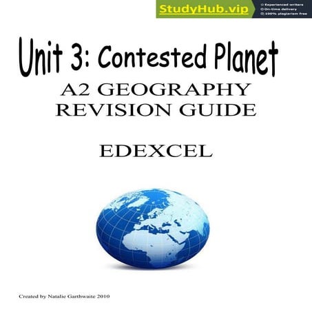A2 GEOGRAPHY REVISION GUIDE EDEXCEL