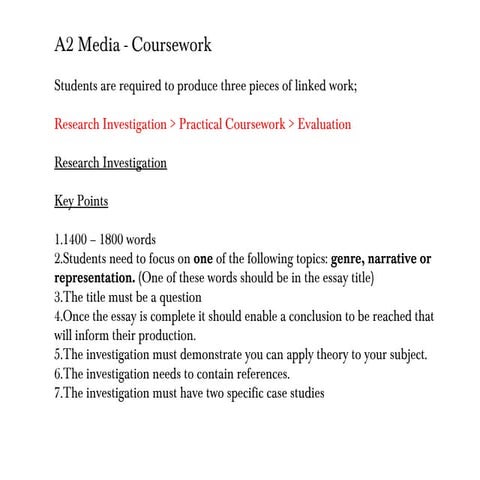 A2 media investigation help