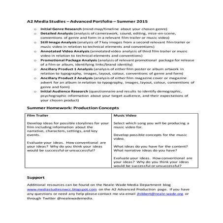 A2 media studies summer 2015